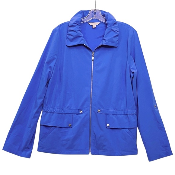 Laura Ashley Jacket Golf Full/Zip Lightweight Convertible/Sleeve Blue Sz L - Picture 1 of 14